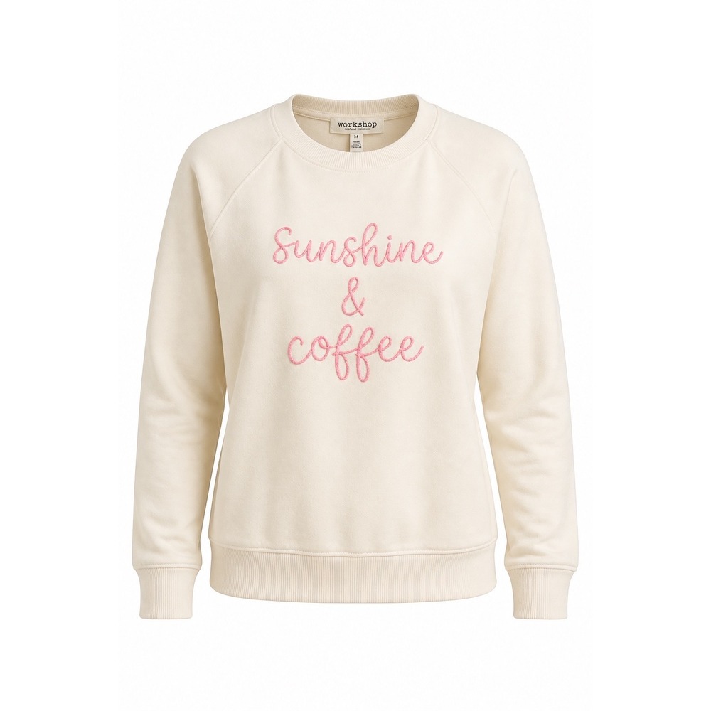 Workshop Republic Clothing Sunshine & Coffee Cream Sweatshirt Pink Embroidery S